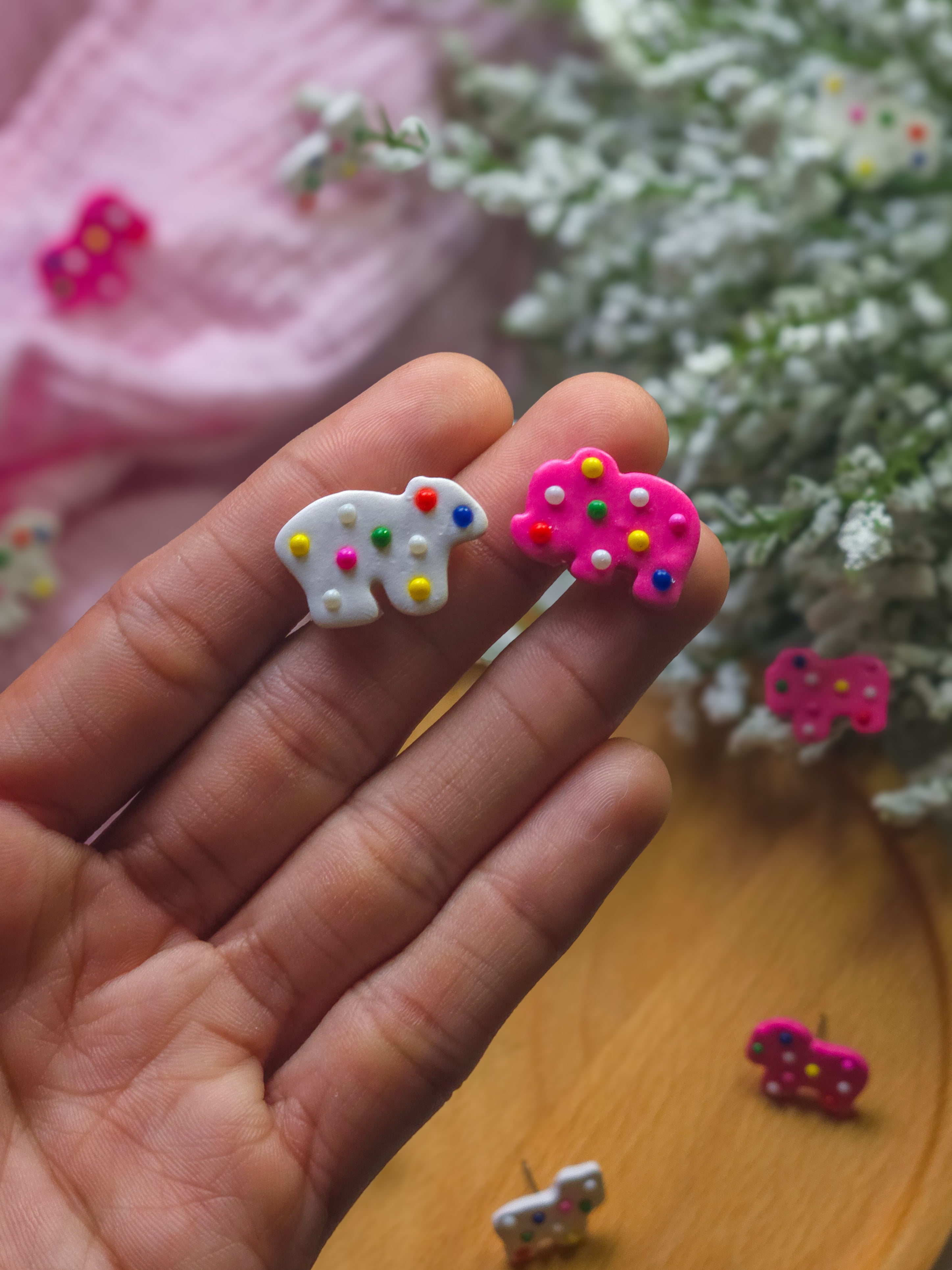 Frosted Animal Cookie Stud Earrings Ivy Lane Clay Co