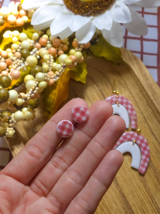 Gingham Picnic Stud Earrings