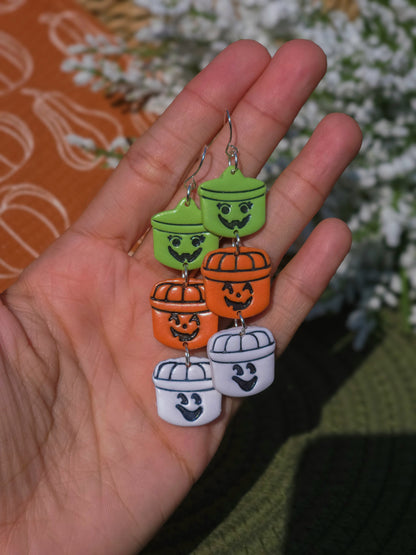 Trick or Treat Bucket Trio Dangle Earrings