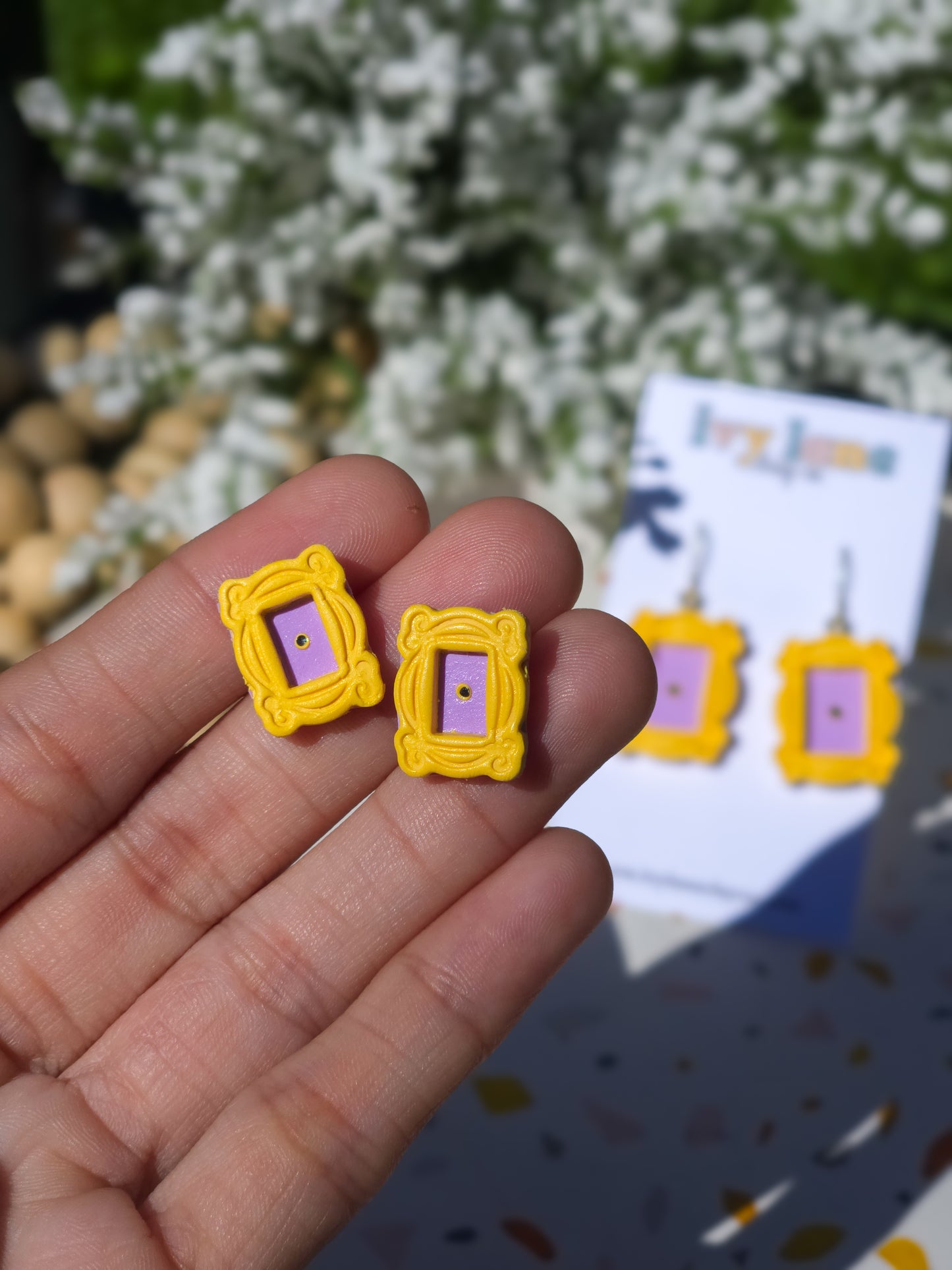 Yellow Frame Stud Earrings