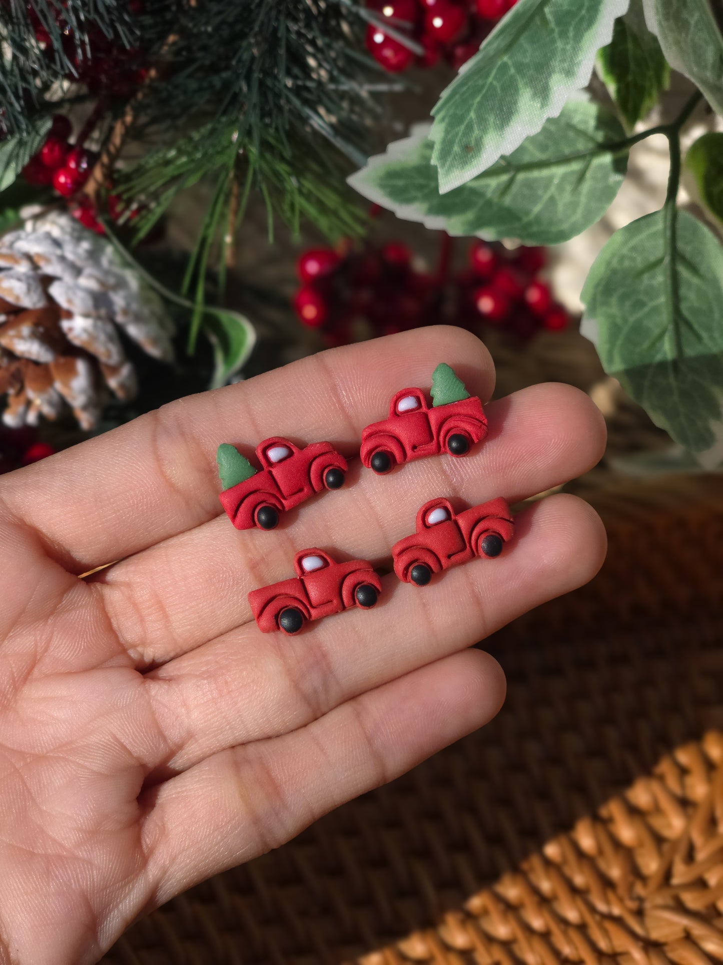 Little Red Truck Stud Earrings