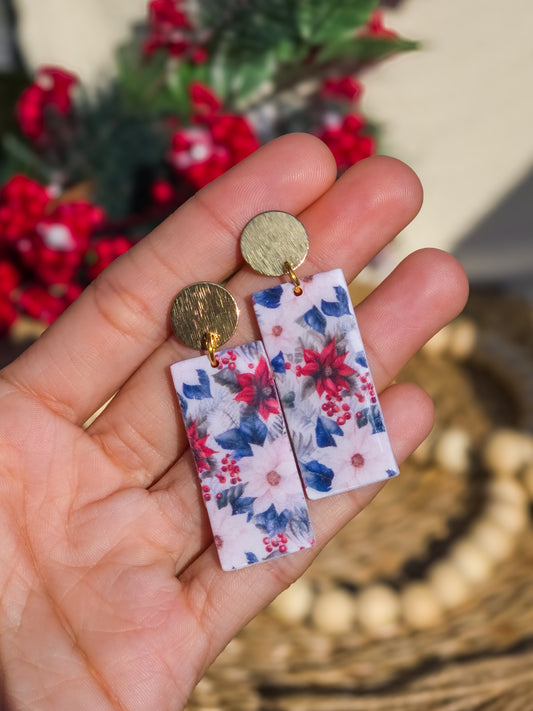 Poinsettia Pattern Earrings