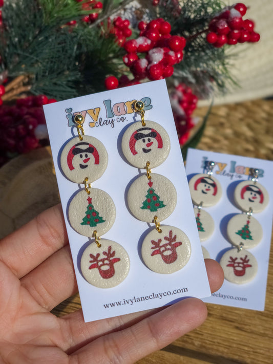 Christmas Sugar Cookie Trio Dangle Earrings