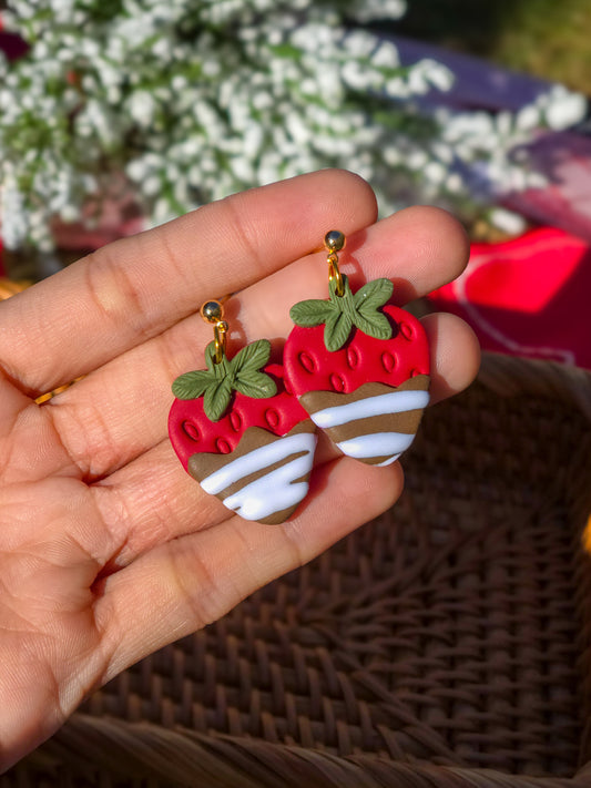 Chocolate Covered Strawberry Earrings