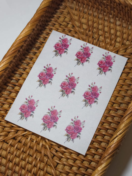 Fuschia Roses - Transfer Sheet