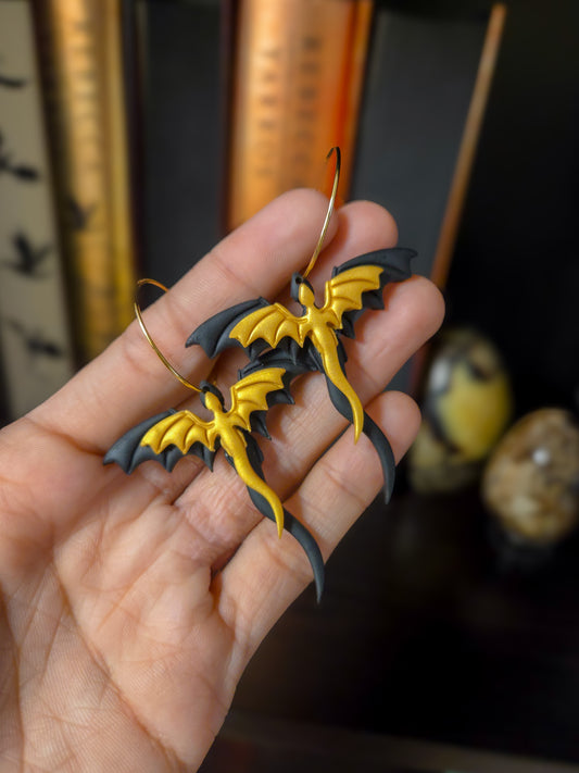 Black & Gold Dragon Earrings