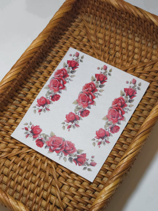 Red Roses (Bookmark Size) - Transfer Sheet